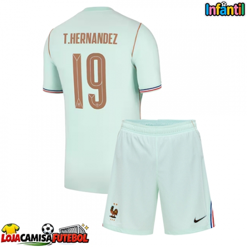 Camisa de Futebol França Theo Hernandez #19 Equipamento Secundário Infantil Mundo 2026 Manga Curta (+ Calças curtas)